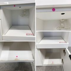 ニトリ キッチンボード エトナ 幅105 耐震ロック フルスライドレール ホワイト レンジ台 食器棚 中古家具 店頭引取歓迎 R10292の画像