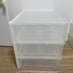 (最終値下げ)定価6千円！無印良品 ポリプロピレン収納ケース ワイド・小・3セットの画像