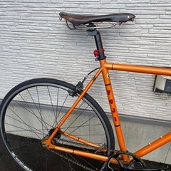 自転車【前後タイヤ・チューブ新品！FUJI feather】ピストバイク　オレンジ の画像
