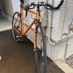 自転車【前後タイヤ・チューブ新品！FUJI feather】ピストバイク　オレンジ の画像