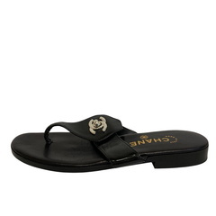 シャネル CHANEL 24.5 サンダル ココマーク ターンロック トング ブラックの画像