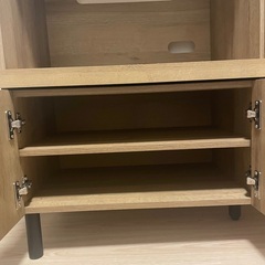 キッチンカウンター 食器棚 (扉付き、引き出し付き) ラタン調の画像