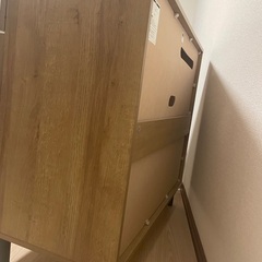 キッチンカウンター 食器棚 (扉付き、引き出し付き) ラタン調の画像