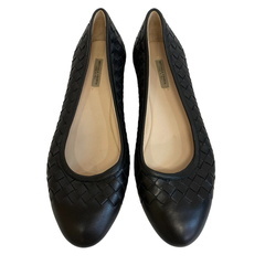 ボッテガヴェネタ BOTTEGAVENETA 23 パンプス イントレチャート フラットシューズ バレエ ブラックの画像