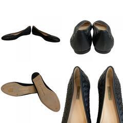 ボッテガヴェネタ BOTTEGAVENETA 23 パンプス イントレチャート フラットシューズ バレエ ブラックの画像