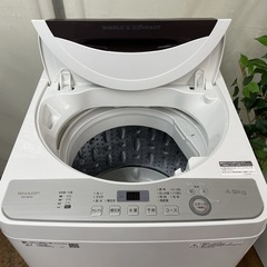 R404 ☀️ SHARP 洗濯機（洗濯4.5㎏) 19年製 ES-GE4C ⭐ 動作確認済 ⭐ クリーニング済の画像