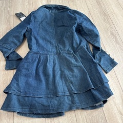 【新品】デニムフレアワンピース風　ジャケット コート カーディガン M〜Lサイズの画像
