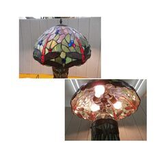 アンティーク風 スタンドライト ステンドグラス 3灯 テーブルランプ 卓上 間接照明 西岡店の画像