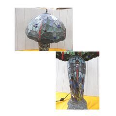 アンティーク風 スタンドライト ステンドグラス 3灯 テーブルランプ 卓上 間接照明 西岡店の画像