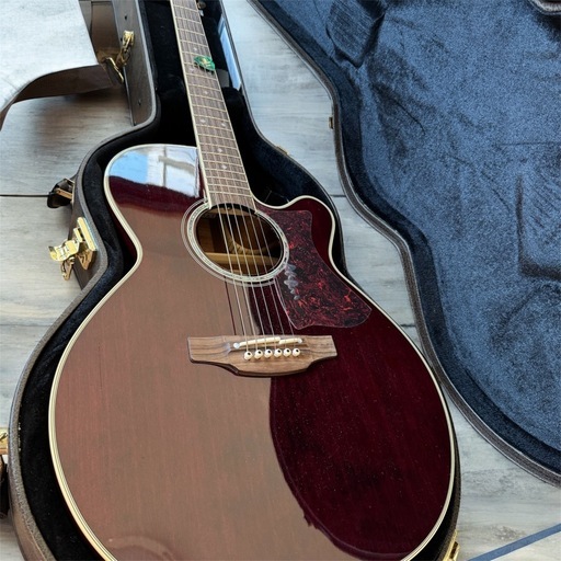 Takamineアコースティックギター、タグとケース付き、状態良好。