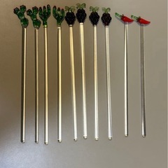 フルーツモチーフ　ガラス製マドラー　10本セットの画像