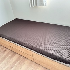 シングル　ベッドフレーム　収納付き　ニトリ　マットレス　ファイバー　引き出し　シングルベッドの画像