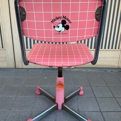 配達可 ミッキーマウス チトセ 学習イス 椅子 ピンク 回転伸縮 昭和レトロの画像