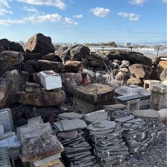 【造園資材まとめて／単品可】庭石・石材・竹材などの画像