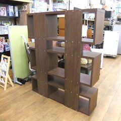 オープンシェルフ 幅120×奥行31.5×高さ140.5㎝ 木目調×ダークブラウン 棚 シェルフラック 飾り棚 札幌市厚別区 厚別店の画像