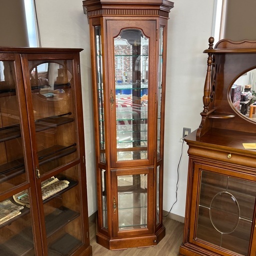 マホガニー？ダークブラウン コーナーキャビネット キュリオケース 2024 大型キュリオケース コーナー マホガニー？ダークブラウン
