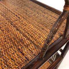 ss8184　ラタン製 電話台 3段 マガジンラック付 こげ茶 レトロ TEL台 花台 鉢台 飾り棚 ラック シェルフ 棚 籐家具 籐製 ナチュラル アジアン 電話台 中古の画像