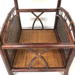 ss8184　ラタン製 電話台 3段 マガジンラック付 こげ茶 レトロ TEL台 花台 鉢台 飾り棚 ラック シェルフ 棚 籐家具 籐製 ナチュラル アジアン 電話台 中古の画像