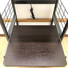 ss8207　レンジ台 4段 ダークブラウン スライドテーブル キャスター付き 家電ラック コンセント2口 レンジ台 炊飯器台 こげ茶 キッチンラック キッチン収納 ニトリ レンジボード 中古の画像