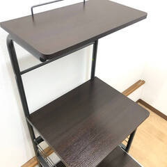 ss8207　レンジ台 4段 ダークブラウン スライドテーブル キャスター付き 家電ラック コンセント2口 レンジ台 炊飯器台 こげ茶 キッチンラック キッチン収納 ニトリ レンジボード 中古の画像