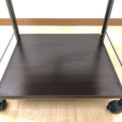 ss8207　レンジ台 4段 ダークブラウン スライドテーブル キャスター付き 家電ラック コンセント2口 レンジ台 炊飯器台 こげ茶 キッチンラック キッチン収納 ニトリ レンジボード 中古の画像