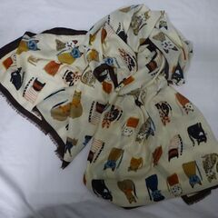 ( E-127 )ITSFRIDAY ストール 猫 マフラー おしゃれ かわいい 海外 外国 中古の画像