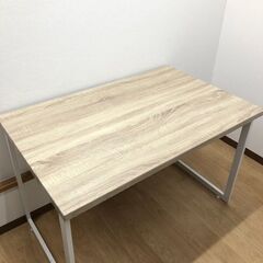 ss8208　イーナ ダイニングテーブル Moku 110×70cm ベージュ×ホワイト 食卓テーブル スチール脚 長角 長方形 カフェ風 PC パソコンデスク ワークデスク 平机 中古の画像