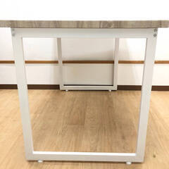 ss8208　イーナ ダイニングテーブル Moku 110×70cm ベージュ×ホワイト 食卓テーブル スチール脚 長角 長方形 カフェ風 PC パソコンデスク ワークデスク 平机 中古の画像