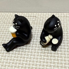 コンコンブル☆猫フィギュアオブジェマスコット置物☆三毛猫＆黒猫4点セットの画像