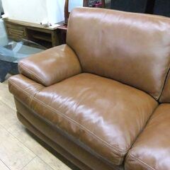 ワイド ソファ 2.5人掛け 合皮 幅190×奥86×高84 茶系 ブラウン ソファー 長椅子 幅広 2人掛け 札幌市厚別区 厚別店の画像