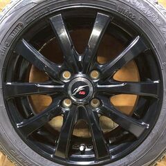 ☆美品 バリ溝軽自動車スタッドレス☆ Fang 14インチ 4.5J PCD100 4穴 ET45 ハブ径約67 ダンロップ ウインターマックス 155/65R14 2021年 4本 NG420の画像