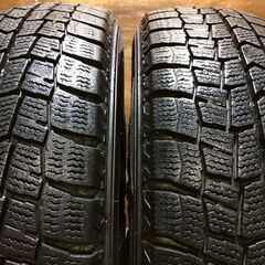 ☆美品 バリ溝軽自動車スタッドレス☆ Fang 14インチ 4.5J PCD100 4穴 ET45 ハブ径約67 ダンロップ ウインターマックス 155/65R14 2021年 4本 NG420の画像