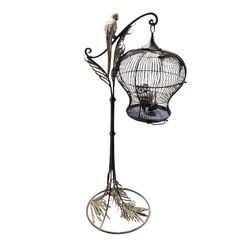 吊り下げ鳥かご 鳥籠 アイアン オブジェ アンティーク ビンテージ 骨董★S3567Aの画像