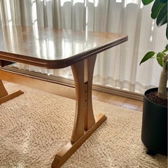 希少！日本製【天然木】ACMEダイニングテーブル引き出し・カトラリー収納付きの画像