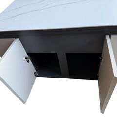 大理石風 センターテーブル 展開機能付き　四角チェアの5点セットの画像