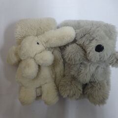 ( E-128 )うさぎ ZARA ザラ キッズ テディベアフェイクファーマフラー ２つセット ベージュ くま グレー 子供 中古の画像