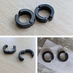 ステンレス製/両耳用イヤーカフ（新品）ブラックの画像