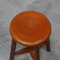 ≪zyt2648ジ≫ 丸イス 直径約27cm 高さ45.5cm ミシン椅子/スツール/昭和レトロ/古家具/古道具/ヴィンテージ家具/中古家具/リユースストレージ仙台 071211-07の画像