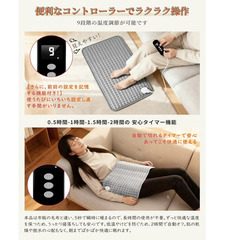 電気ホットマット 30×60cm｜9段階温度調節・タイマー付｜丸洗い可の画像