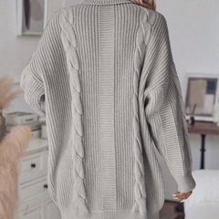 ✴︎ケーブル編み タートルネック ニットワンピース✴︎グレーの画像