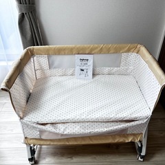 ベビーベッド 添い寝 乳児用ベッド カラー:ベージュ　高さ6段調節可能の画像