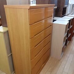 ★リユースのサカイつくば店★TK7745  6段チェスト ナチュラル H125×D43×W81 クリーニング済みの画像