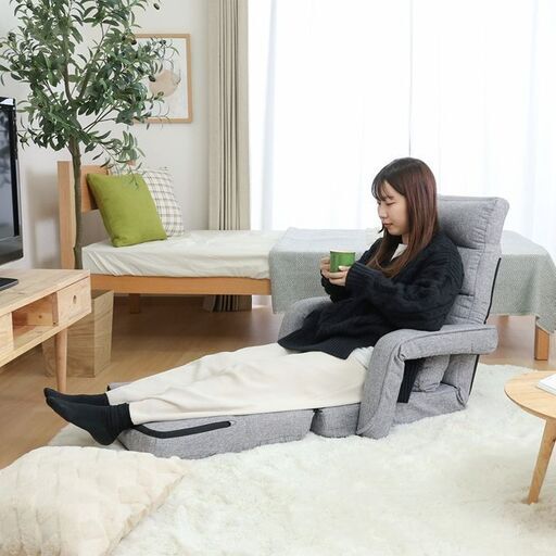 リクライニング座椅子 グレー ファブリック　信頼のメーカー　コーヨー　ギア42段 リクライニング座椅子 グレー ファブリック 信頼のメーカー コーヨー