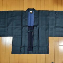 【骨董40年前】着物 羽織 くつろぎの友 ダークブルー紺 身丈75cmの画像