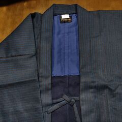 【骨董40年前】着物 羽織 くつろぎの友 ダークブルー紺 身丈75cmの画像