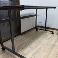 ナカバヤシ オフィスデスク キャスター付き 120x60cm ダーク木目 HEC-1260DM の画像