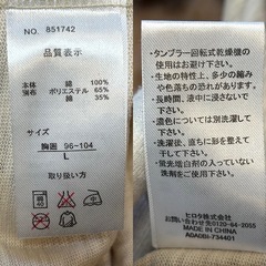 製品タグ付き未使用品rill foxメンズ長袖カットソーサイズL綿コットン男性用紳士服長袖トップス胸囲96-104 肩幅 約45センチ 袖丈　約59.5センチ 身幅　約47センチ 着丈　約65センチベージュグリーンの画像