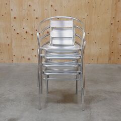 ≪zyt2649ジ≫ [4脚セット] アルミ製ガーデンチェア イベント/キッチンカー/スタッキング/ガーデンファニチャー/ベランダ/テラス/中古家具/リユースストレージ仙台 071211-08の画像