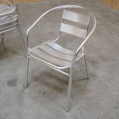 ≪zyt2649ジ≫ [4脚セット] アルミ製ガーデンチェア イベント/キッチンカー/スタッキング/ガーデンファニチャー/ベランダ/テラス/中古家具/リユースストレージ仙台 071211-08の画像