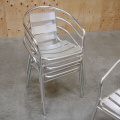 ≪zyt2649ジ≫ [4脚セット] アルミ製ガーデンチェア イベント/キッチンカー/スタッキング/ガーデンファニチャー/ベランダ/テラス/中古家具/リユースストレージ仙台 071211-08の画像